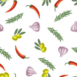 Seamless pattern with rosemary and chili pepper vector