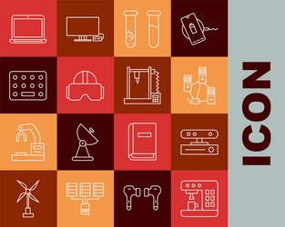 Set line coffee machine motion sensor computer vector