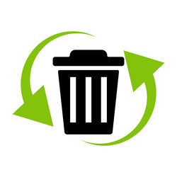 Garbage box and recycled mark icon of environment vector