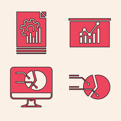 set pie chart infographic document with graph vector image