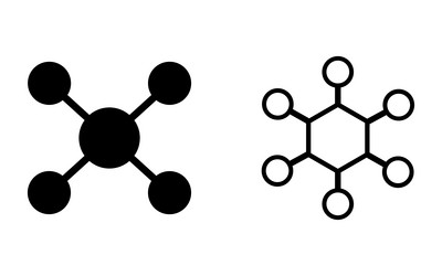 molecular structures simple and complex network vector image