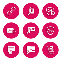 set buy button cursor click document folder vector image