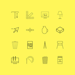design elements linear icon set simple outline vector image