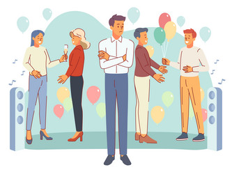 extravert party with introvert isolation vector image