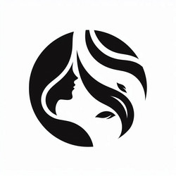 Female Silhouette - Black Circle Vector Image