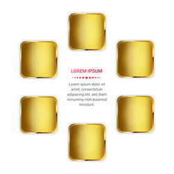 Golden circular squares with text space vector