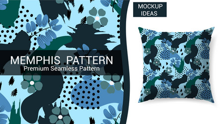 Memphis abstract floral design seamless pattern vector