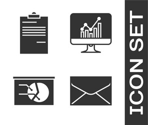 set envelope document board with graph chart vector image