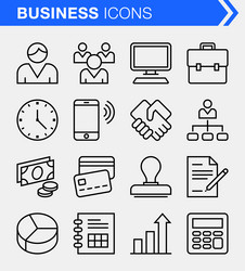 Global Business Thin Line Vector Icon Set Pixel Perfect Editable