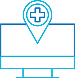 computer monitor with hospital pointer map vector