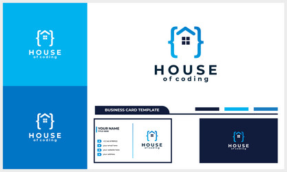 house or home with coding code logo concept vector