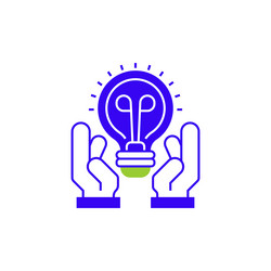 light bulb in hand two tone color icon linear Vector Image