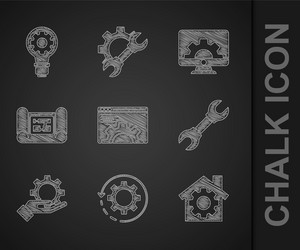 set browser setting gear and arrows as workflow vector image
