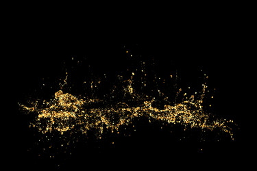 An array with dynamic golden particles on a black vector