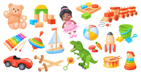 cartoon toys child baby toy plush bear cute kid Vector Image