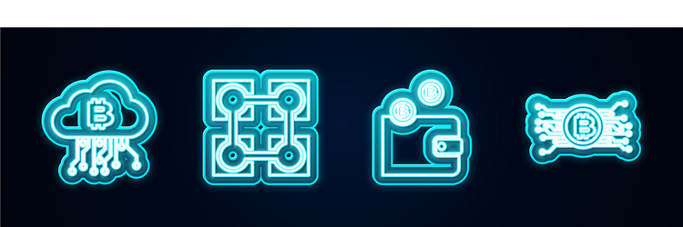 set line cryptocurrency cloud mining blockchain vector image