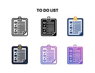 To do list icon set with different styles vector
