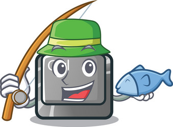 fishing character ctrl button attached on computer vector