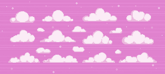 Pixel clouds set vector