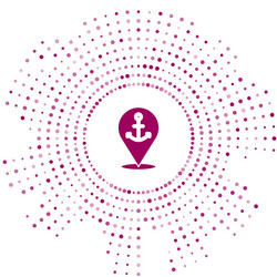 purple map pointer with anchor icon isolated vector image