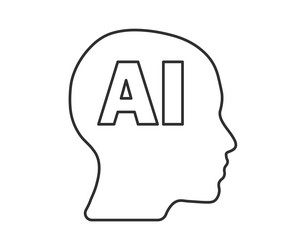 machine learning head symbol ml icon ai ar vector image