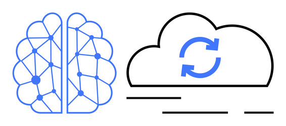 neural network brain and cloud sync for ai vector image