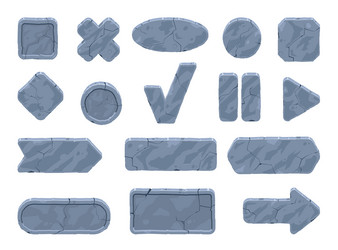 stone game menu empty buttons medieval gui vector image