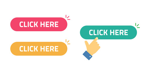 click here button with hand cursor pointer icon vector image