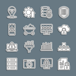 set line document and lock hierarchy organogram vector image