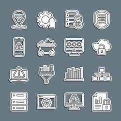 Set line document and lock hierarchy organogram vector