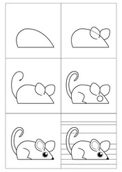 step-by-step instructions how to draw a mouse vector image