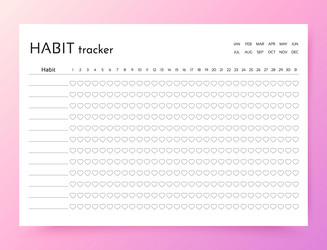 Habit tracker layout diary template Royalty Free Vector
