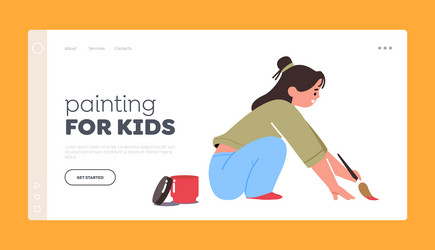 Painting for kids landing page template squatting vector