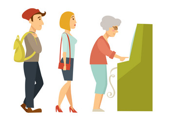 queue or line to atm waiting for turn isolated vector image