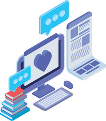 set icons with desktop computer screen vector image