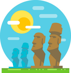 moai statue flat design landmark vector