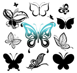 Set of tattoo butterflies vector