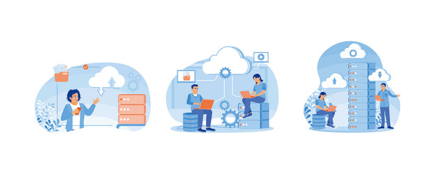 software applications people processing data vector image