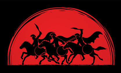 Spartan Warriors on Horses Vector Image