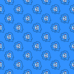 ai head with cog wheel colored seamless pattern vector