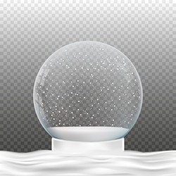 snow globe with falling empty vector