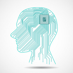 Abstract human head with cpu circuit board vector