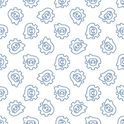 ai head with gear concept linear seamless pattern vector image