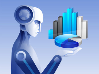 robot with graphs vector image