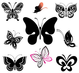 Set of tattoo butterflies vector