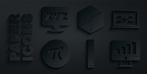 Set ruler chalkboard pi symbol computer monitor vector