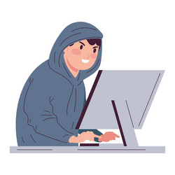 hacker using desktop vector