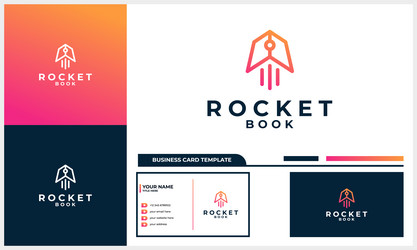 Fast learning with book and rocket icon logo vector