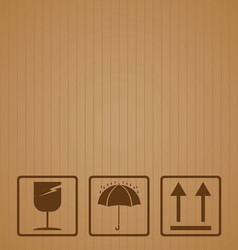 Fragile symbol with brown cardboard texture vector
