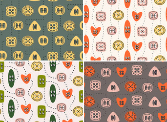 Set of seamless patterns with buttons vector